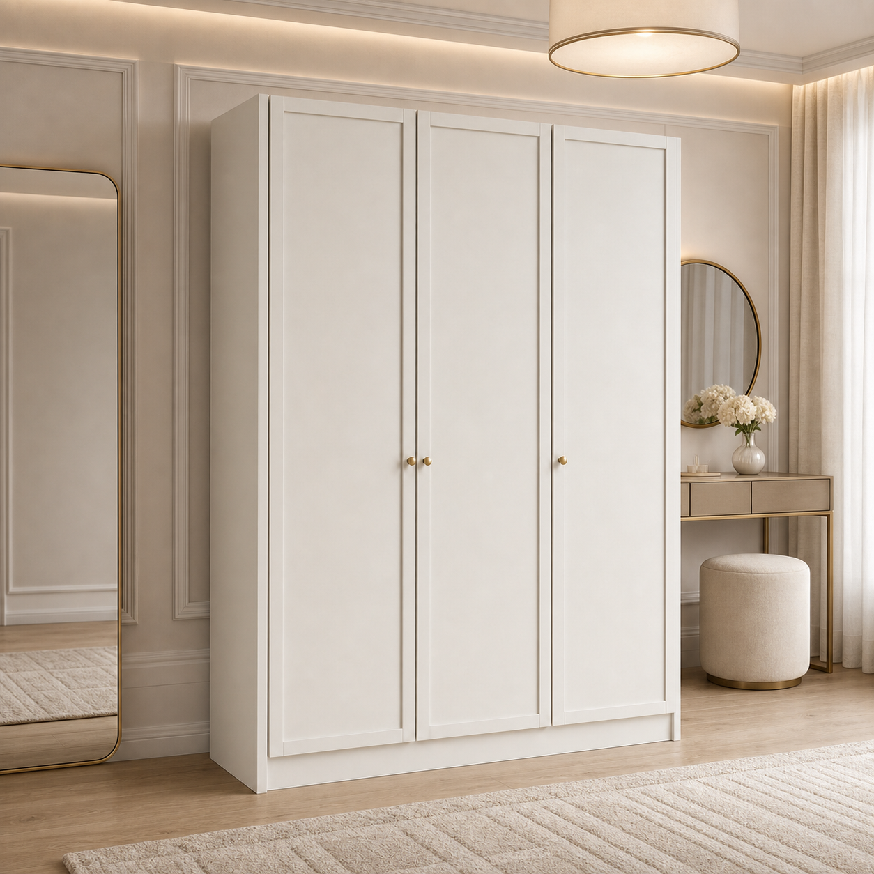 Linea Series - 1200mm Modern Framed Wardrobe - Extra-Tall Minimalist Three-Door Closet