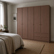 Linea Series - 2000mm Grand Framed Wardrobe - Extra-Tall Five-Door Closet with Drawers