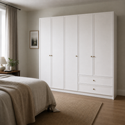 Linea Series - 2000mm Grand Framed Wardrobe - Extra-Tall Five-Door Closet with Drawers