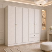 Linea Series - 2000mm Grand Framed Wardrobe - Extra-Tall Five-Door Closet with Drawers