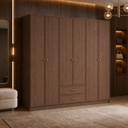Linea Series - 2200mm Grand Framed Wardrobe - Extra-Tall Six-Door Closet with Drawers