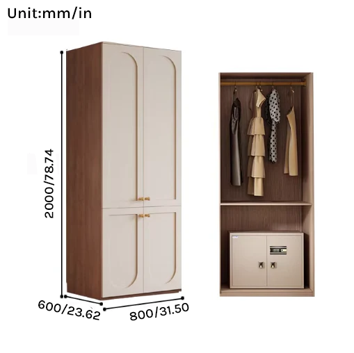 Louvre  Series -  800mm Compact Bedroom Wardrobe - Narrow French Cream Style Closet
