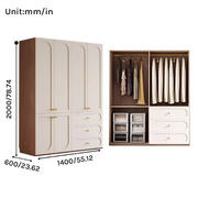 Louvre  Series - 1400mm Bedroom Wardrobe - French Cream Style Extra Wide Family Closet