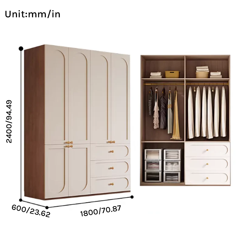 Louvre  Series - 1800mm Master Bedroom Wardrobe - Grand French Cream Style Extra Large Closet