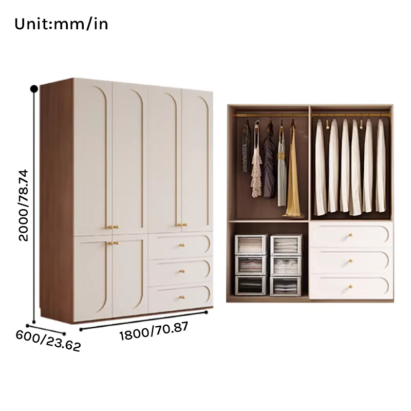 Louvre  Series - 1800mm Master Bedroom Wardrobe - Grand French Cream Style Extra Large Closet