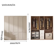 Louvre  Series - 2000mm Grand Bedroom Wardrobe - French Cream Style 2000mm Luxury Closet System