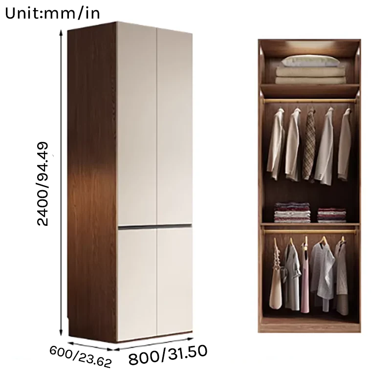 Aura Series - 800mm Compact Handleless Wardrobe - Scandinavian Minimalist White Closet