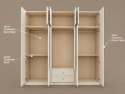 Alto Series - 2200mm Grand Arched Wardrobe - Six-Door Closet with Overhead Storage and Drawers