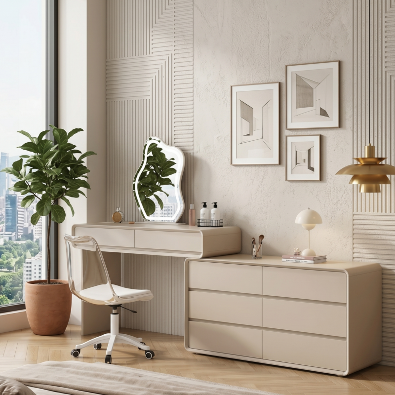 Yaque Series - V1200mm + C1200mm | Soft Luxury Premium Bedroom Vanity Console