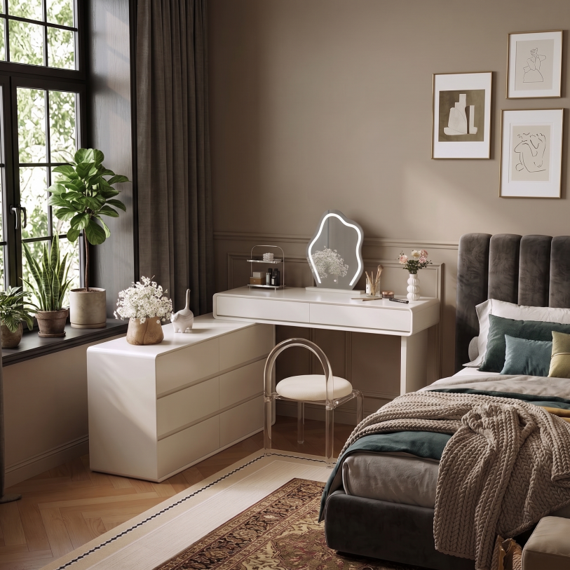 Yaque Series - V1200mm + C1200mm | Soft Luxury Premium Bedroom Vanity Console