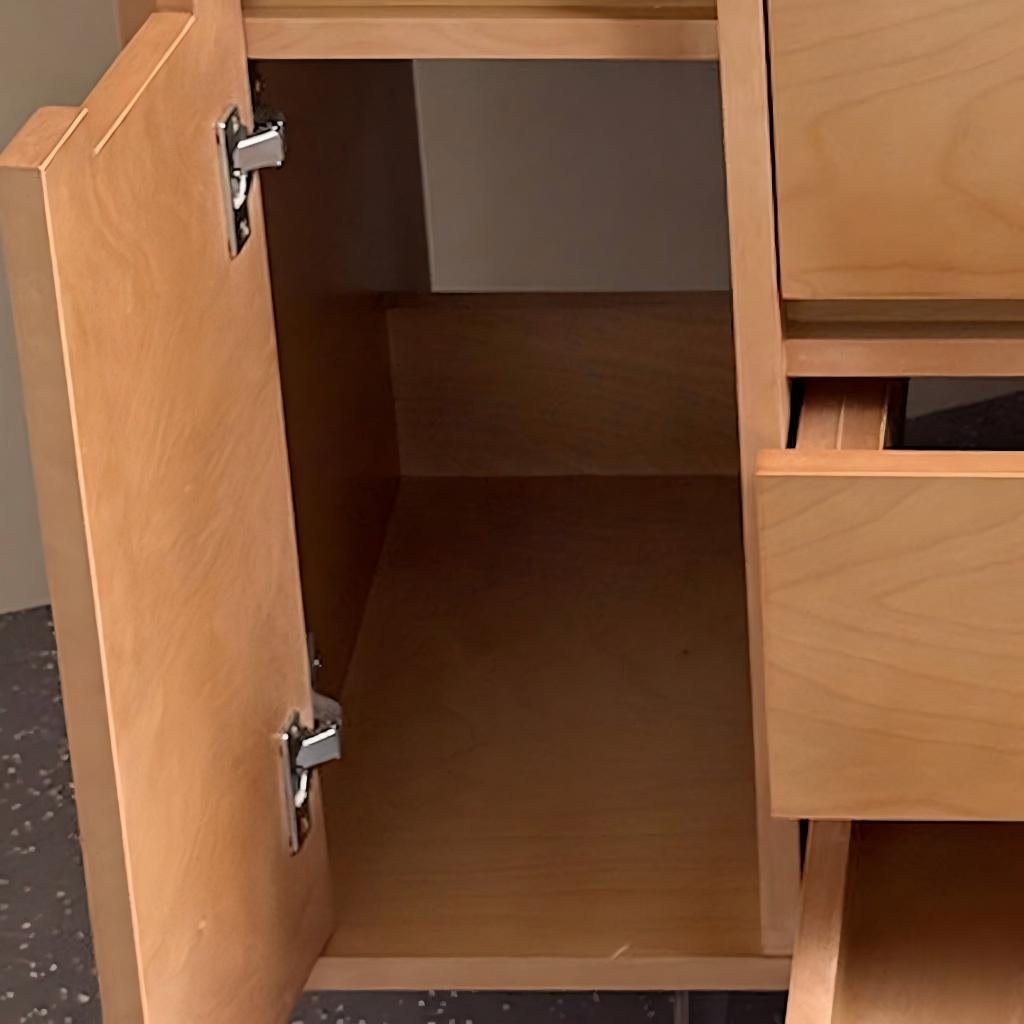 Modern Natural Wood Style Handleless Bathroom Vanity Cabinet
