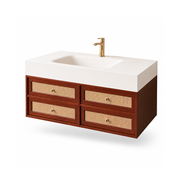 Mid-Century Four Drawer Bathroom Vanity with Seamless Basin | For Modern Bathrooms